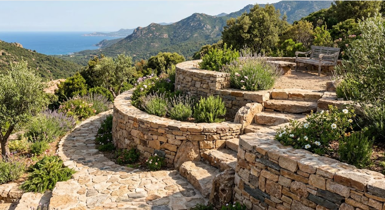 Maçonnerie paysagère en Corse : intégrer la pierre locale à votre jardin